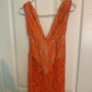 Pretty Little Thing Orange Lace Dress
